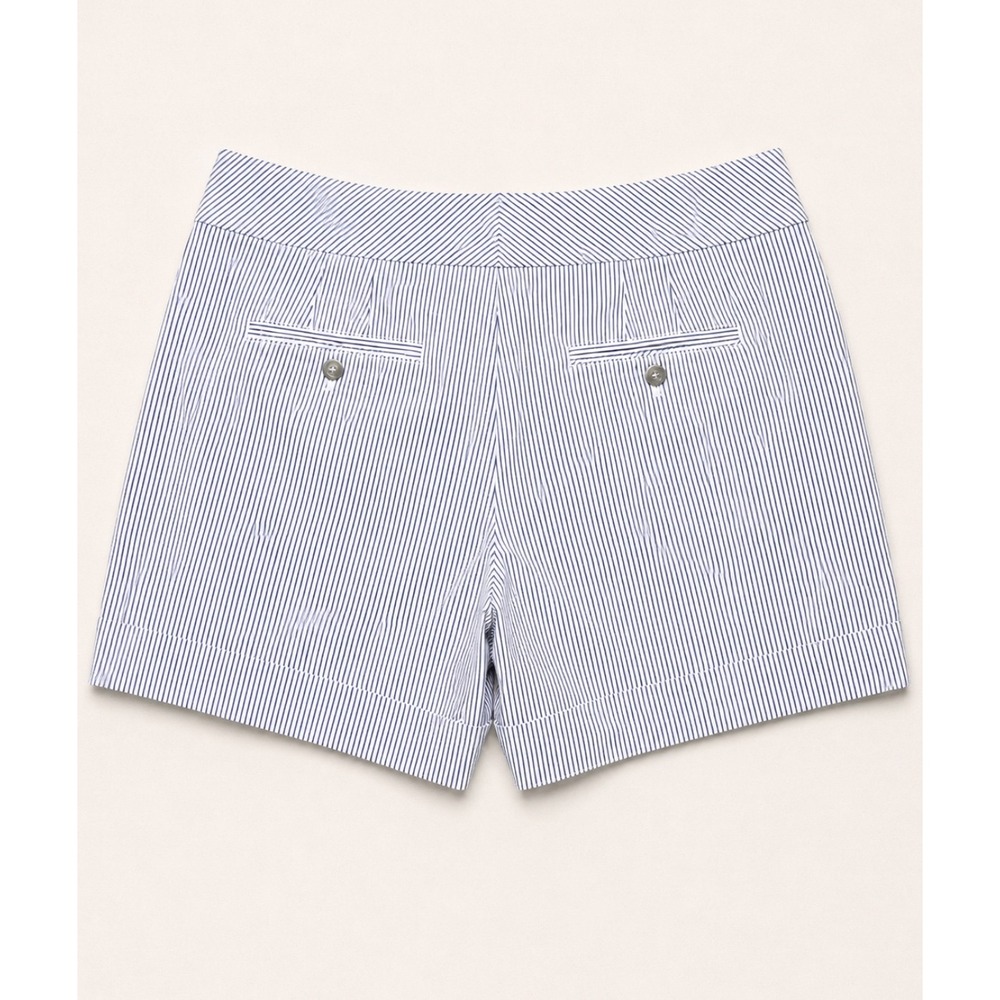White House Black Market Navy White Pinstripe Cuffed Shorts Size 12 NWT - Picture 2 of 6